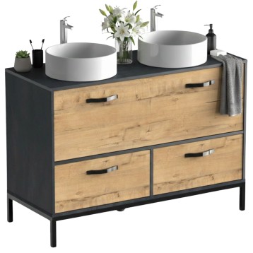 Mueble de Baño con Patas Doble Sena Roble Gold y Mármol negro 120 cm (Lavabos Opcional)
 Tipo Lavamanos-Sin lavamanos