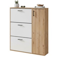 Mueble Zapatero Recibidor 4P Roble Nodi y Blanco Artik