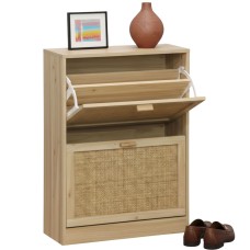Mueble Zapatero Recibidor Deco 2 Puertas Rattan Color Pino 60 cm