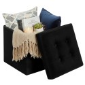 Baúl Puff Plegable Lysandre en Color Negro con Terciopelo 38x38 cm