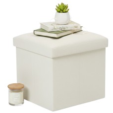 Baúl Puff Plegable Lysandre en Color Beige con Terciopelo 38x38 cm