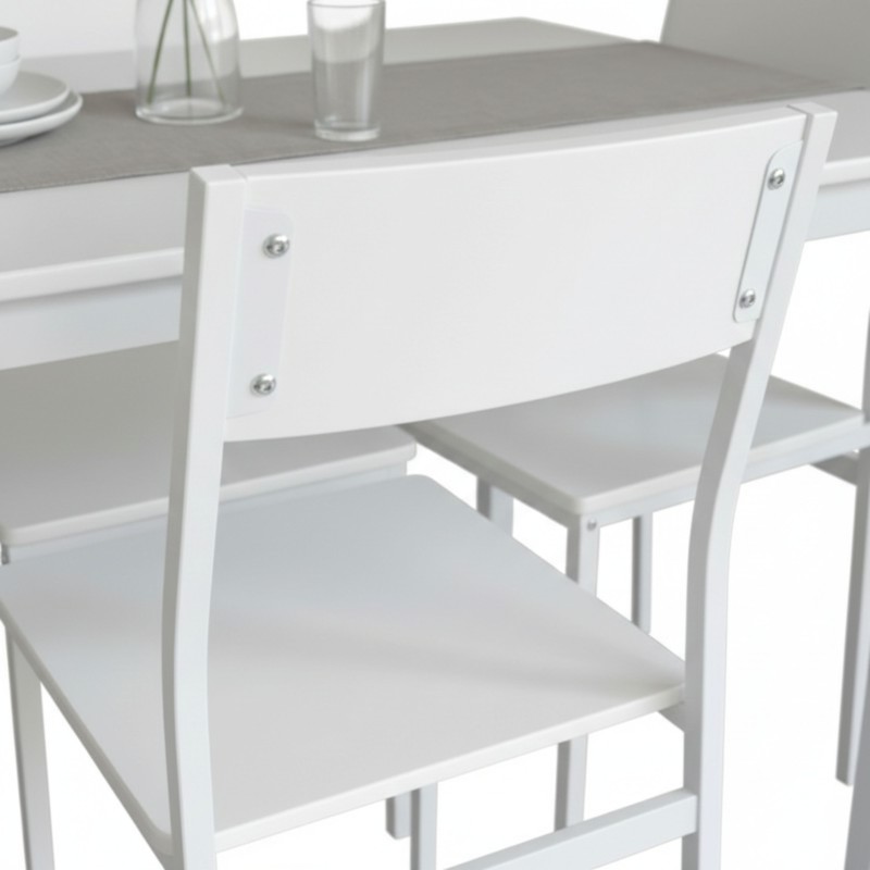 Conjunto Mesa Cocina con 4 Sillas Color Blanco Brillo