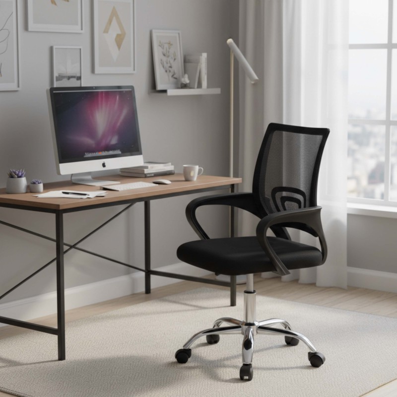 Silla oficina Vita giratoria negra con refuerzo lumbar