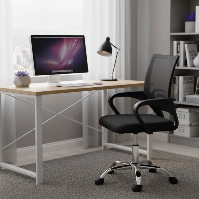 Silla oficina Vita giratoria negra con refuerzo lumbar