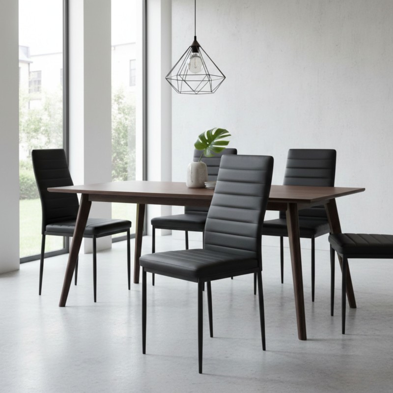 Silla de Comedor Avat Estilo Industrial Color Negro