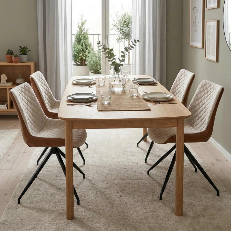 Silla Comedor Fraga Color Beige Y Marrón