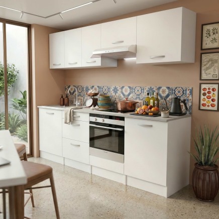 Cocina modular Eko blanco mate 8 muebles 240 cm