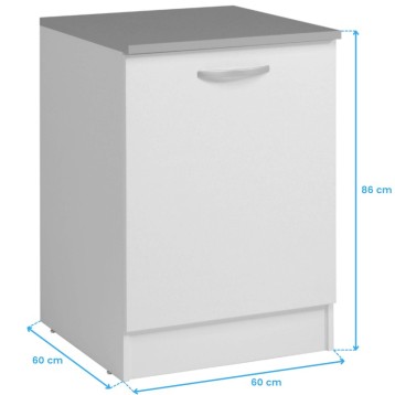 Módulo Inferior Cocina EKO 1 puerta Blanco Mate 60x60 cm medidas