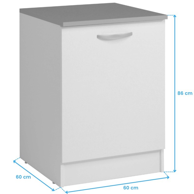 Módulo Inferior Cocina EKO 1 puerta Blanco Mate 60x60 cm medidas