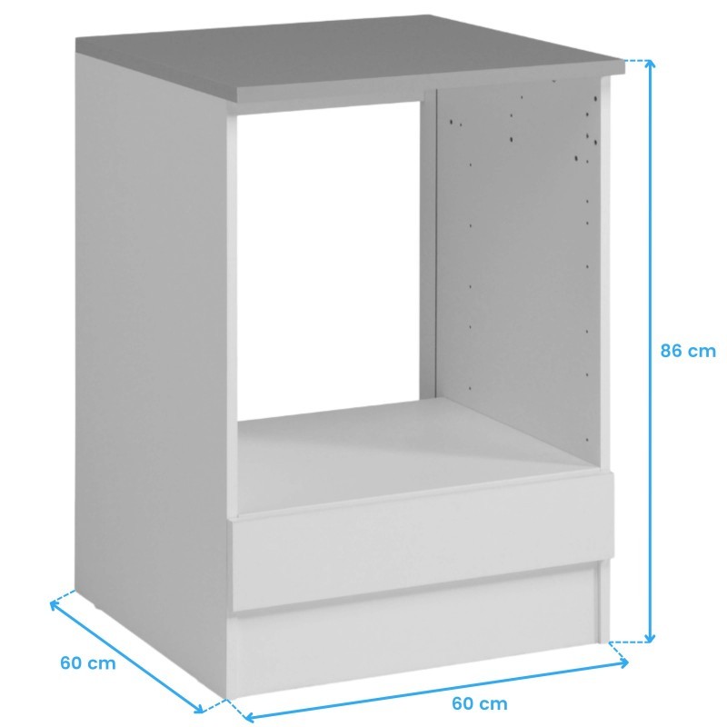Módulo Inferior Eko Horno 60 cm Cocina Blanco Mate medidas