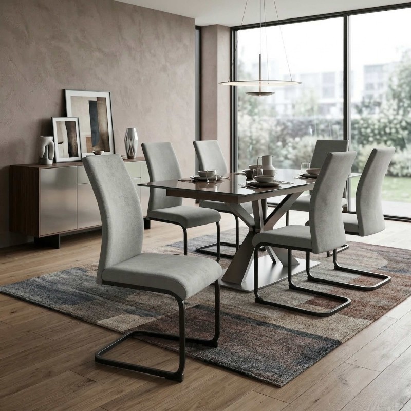Silla Salón Comedor Tacoma Color Gris Estilo Minimalista con Respaldo Ergonómico