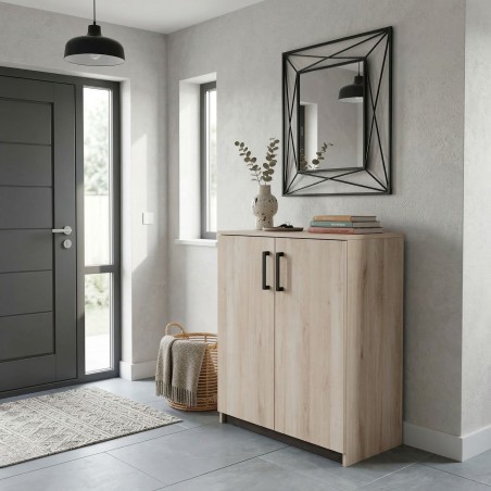 Mueble Auxiliar Organizador Watson Color Roble Waterford y Roble Kronberg 73x95x41 cm