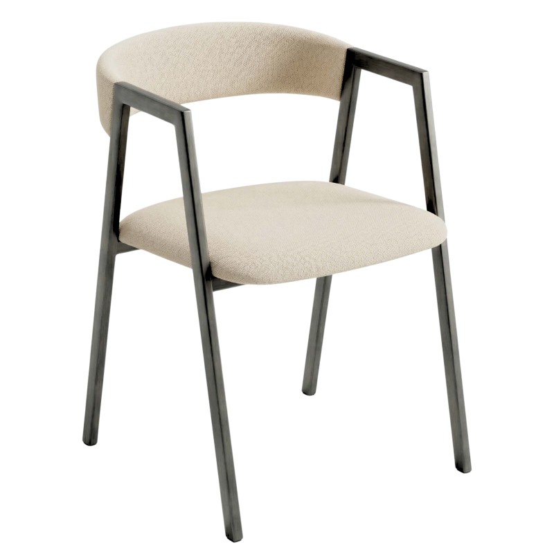 Conjunto Mesa Fija Comedor y 4 Sillas Bergam Color Roble y Beige