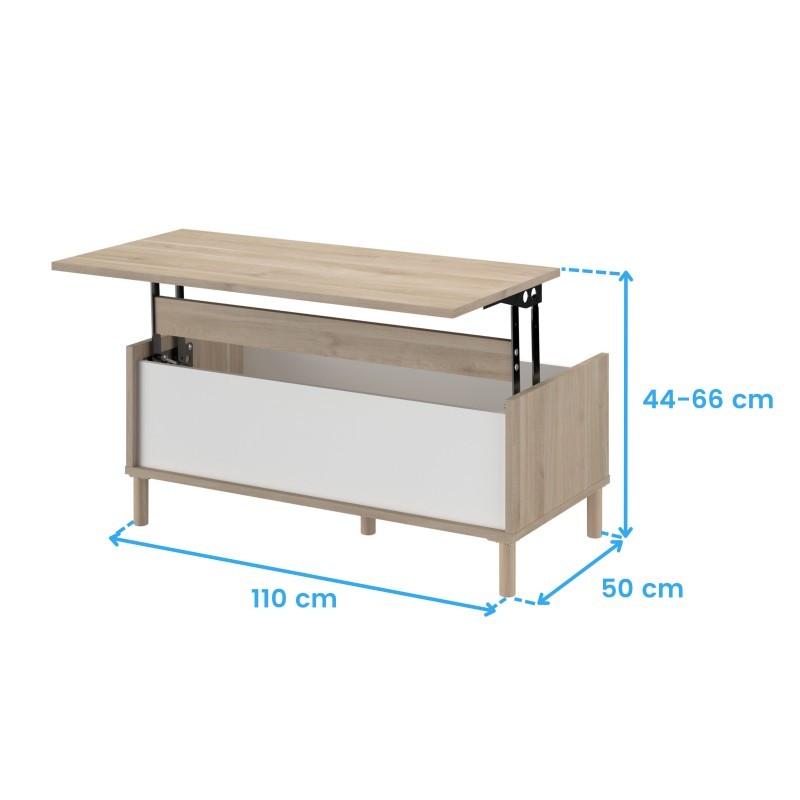 Pack 4 Muebles de Salón Estilo Nórdico Color Roble Japonés y Blanco