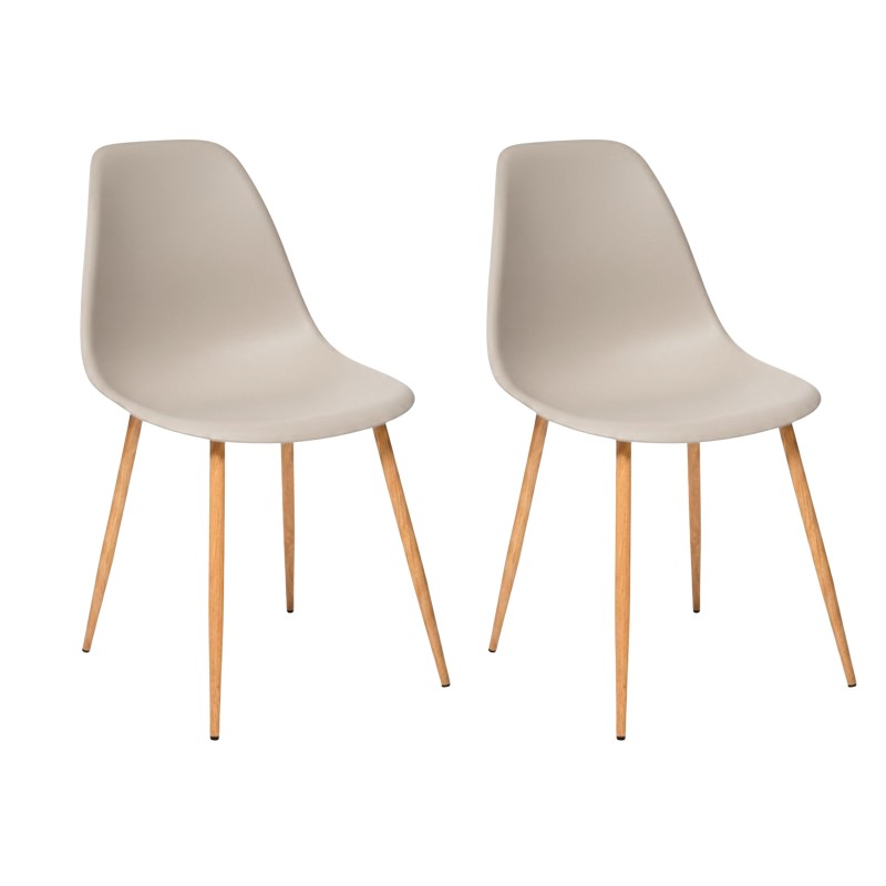 Sillas Taho Estilo Nórdico de Salón Color Beige y Madera Claro