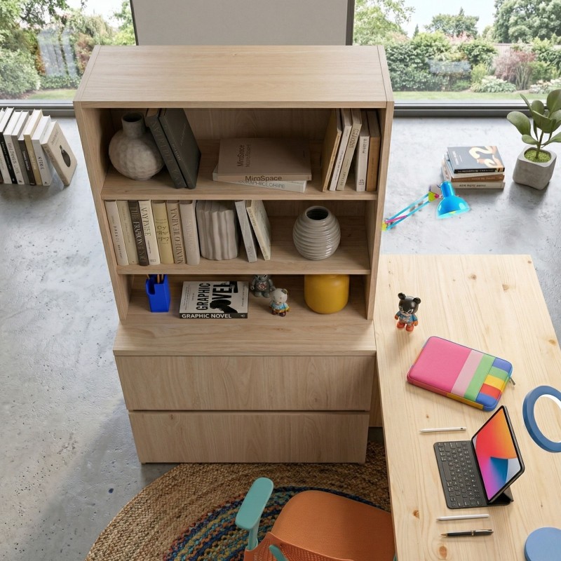 Estantería Extensión Superior Veltis 2 estantes Roble Japonés 79x96x28 cm