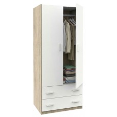 Armario Juvenil Turín Dormitorio Juvenil 2 Cajones Roble Cambrian y Blanco Mate