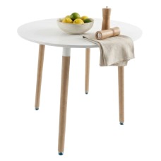 Mesa De Cocina Redonda Copi blanco mate y Roble 80x75x80 cm