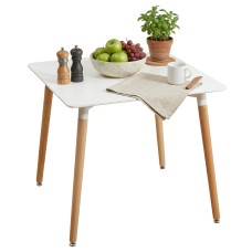 Mesa de Cocina Cuadrada Copi Blanco Mate y Roble 80x75x80 cm