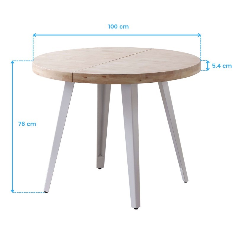 Conjunto Mesa Extensible con 4 Sillas Color Roble Nordish y Blanco
