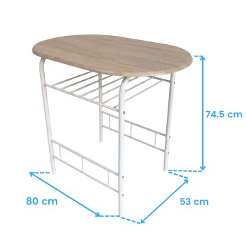 Mesa de Conjunto Mesa Cocina y 2 Sillas Butterfly Color Blanco y Roble Sonoma cotas
