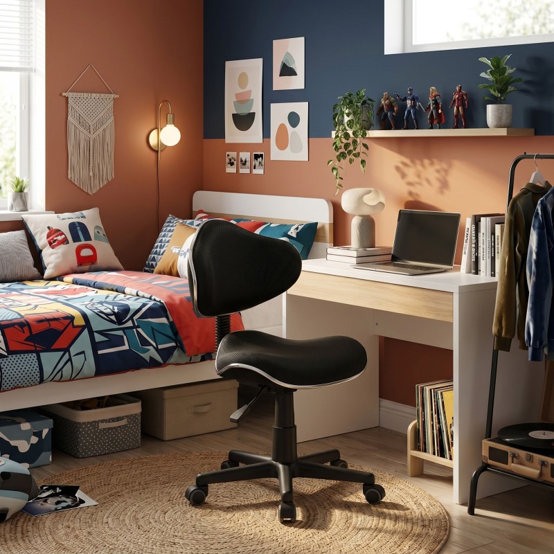 Silla Escritorio Juvenil Bambola Color Negro