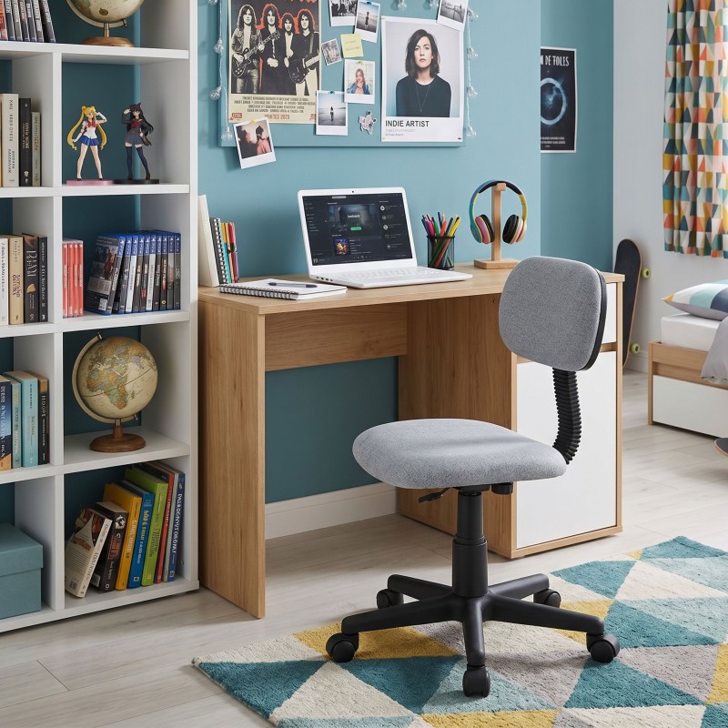 Silla Giratoria Lucky Color Gris Claro Estudio Juvenil Moderna