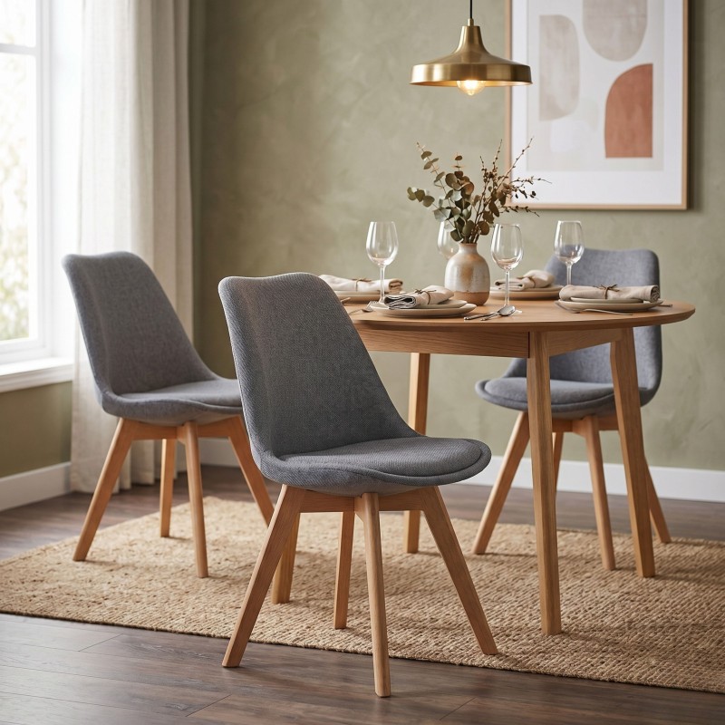 Silla Comedor o Salón Bistro Tapizada Estilo Nórdico Color Gris