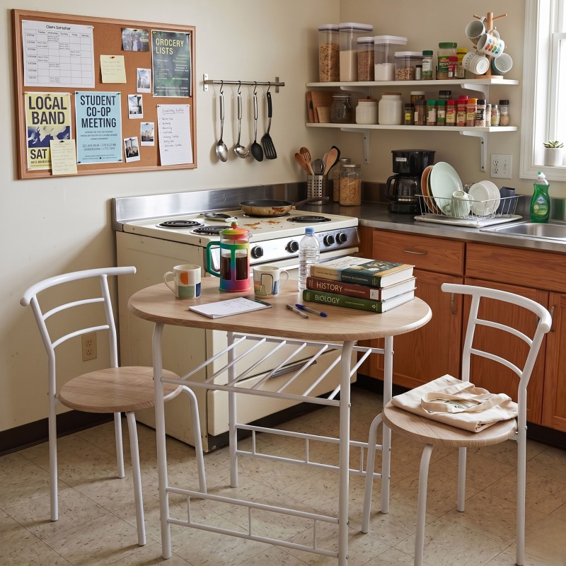 Conjunto Mesa Cocina y 2 Sillas Butterfly Fija Color Blanco y Roble Sonoma