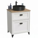 Mueble de Baño Toscana 61 cm Blanco Soft y Roble Cambrian (Con Lavabo Negro)