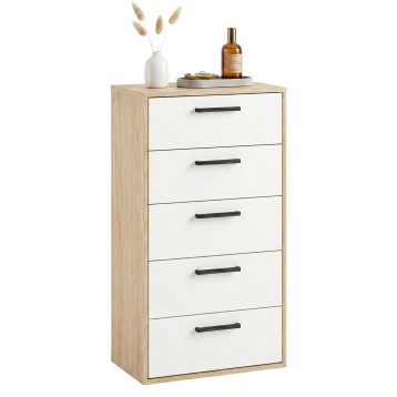 Sinfonier 5 Cajones Rosi Color Roble Cambrian y Blanco Mate 40x99 cm