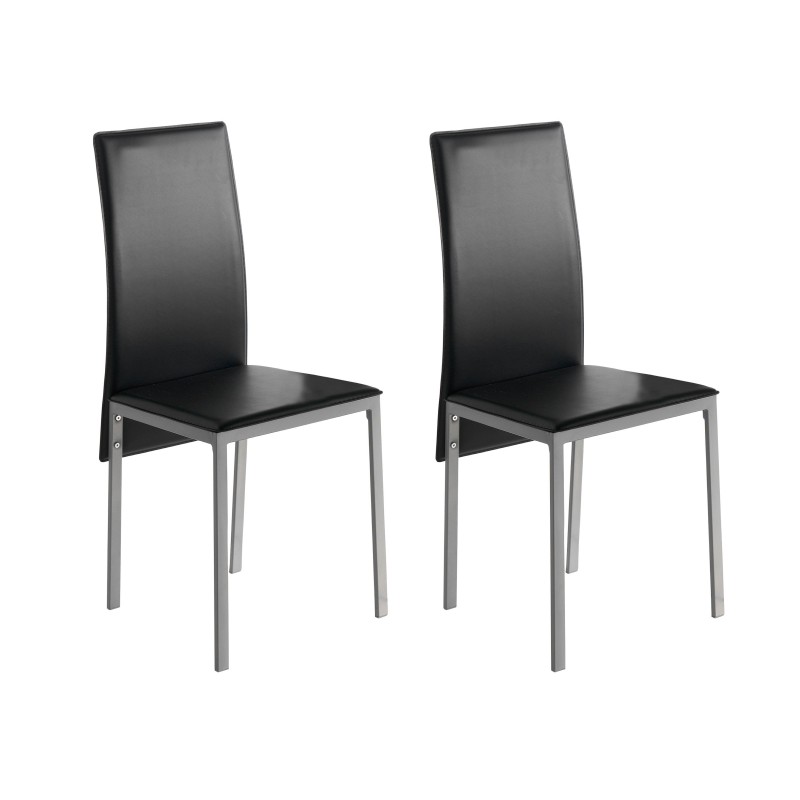 Silla Salón Moderna Saona Color Negro y Gris Metalizado