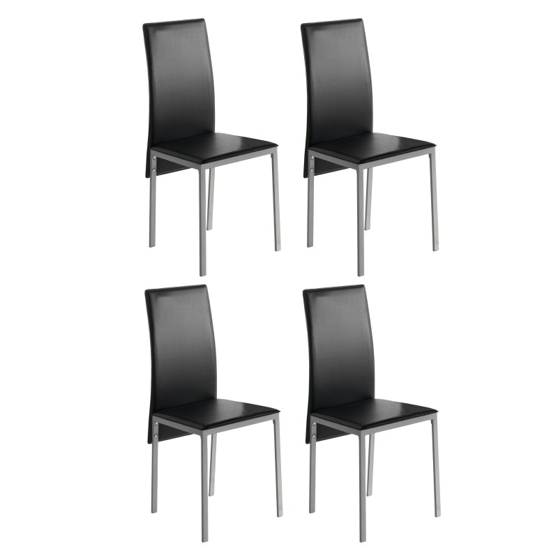 Silla Salón Moderna Saona Color Negro y Gris Metalizado