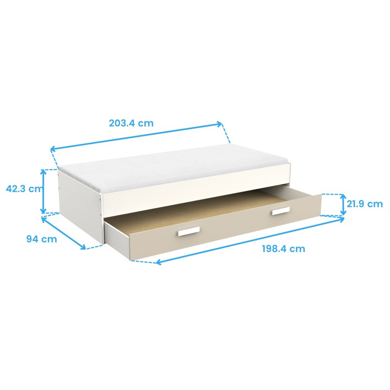 Cama Nido Tidy Juvenil Blanco y Arcilla 90x200 cm