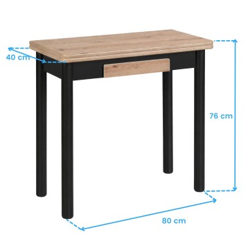 mesa cocina kitchi roble y negro cotas 1