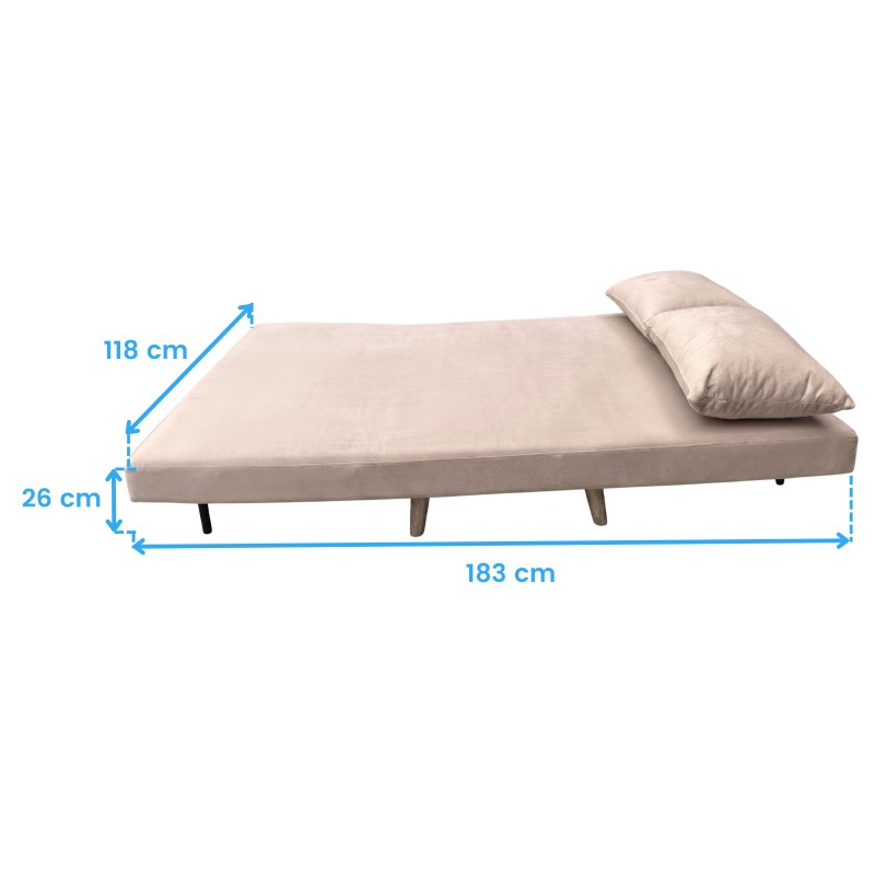 sofá cama 2 plazas beige cotas 1