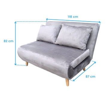 sofa cama gris oscuro cotas