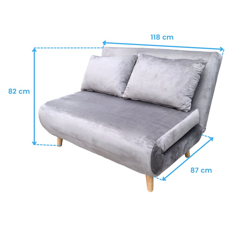 sofa cama gris oscuro cotas