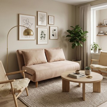 sillón cama 2 plazas beige ambiente