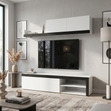 Mueble Salón Tv Valco Blanco y Negro 180 cm
