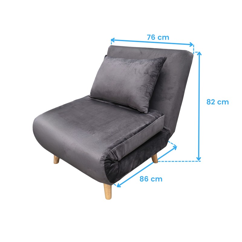 sillón cama gris oscuro cotas