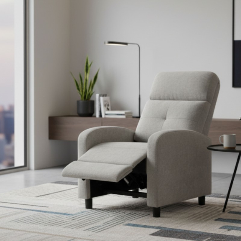 Sillón Relax Reclinable Denmark Salón Color Gris Claro