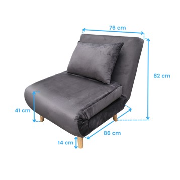 sillón cama gris oscuro cotas