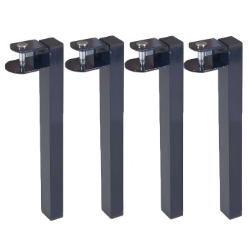 Juego de 4 patas metálicas grises con repisa negra y tubo cromado para muebles