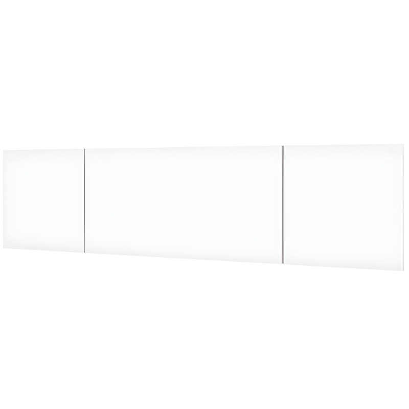 Cabecero tapizado blanco con divisiones verticales grises vista frontal