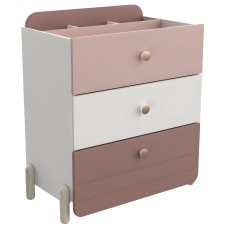 Cómoda Juvenil Jade Habitación Dormitorio Juvenil Blanco Mate y Rosa 73x82 cm
