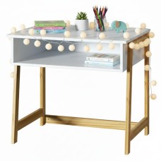 Mesa Infantil Escritorio Preescolar Color Blanco Y Roble Claro 58 cm