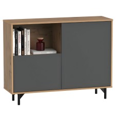 Aparador Salón Comedor Anori Con Patas Color Roble Gold Y Gris 112 cm