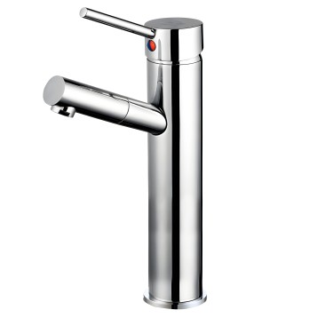 Grifo monomando de lavabo en cromo pulido con caño extraíble y controles de temperatura