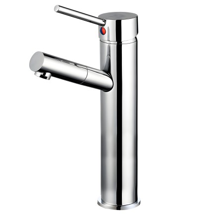 Grifo monomando de lavabo en cromo pulido con caño extraíble y controles de temperatura